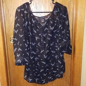 Torrid sheer bird shirt